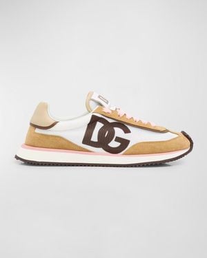 Dolce & Gabbana Mixed-Material Dg Cushion Sneakers - Metallic