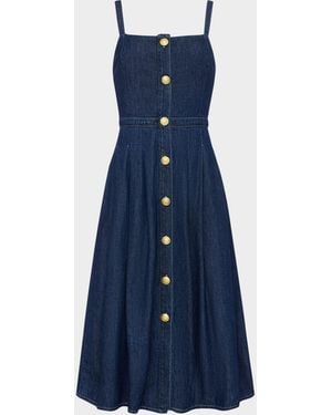 L'Agence Esmeralda Denim Midi Dress - Blue