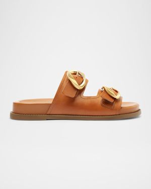 SCHUTZ SHOES Olga Leather Buckle Sporty Sandals - Brown