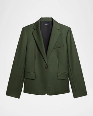 Theory One-Button Slim Single-Breasted Blazer - Green