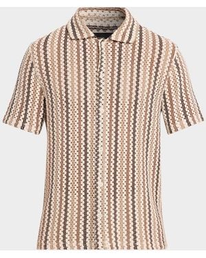 Vince Apos;S Beach Stripe Italian Cotton-Blend Shirt - Natural