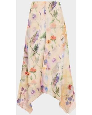 Prabal Gurung Floral-Print Collared Blouse With Tie Detail - Natural