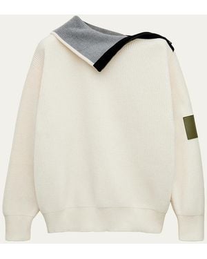 Loewe Cotton Zip-Front Sweater - Natural