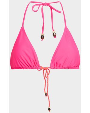 MILLY Two-Tone Rope Bikini Top - Pink