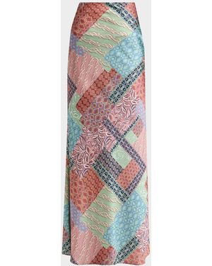 MISA Los Angles Sienna Printed Bias-Cut Maxi Skirt - White