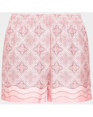 CASABLANCA Radiating Monogram Silk Pull-On Shorts - Pink