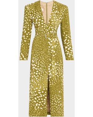 Dries Van Noten Dohana Spot Print Belted Midi Dress - Red