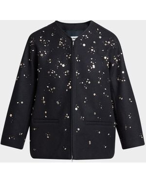 Jil Sander Embellished Wool Zip Jacket - Black