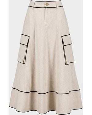 Toccin Shiloh High-Waist Cargo Midi Skirt - Natural