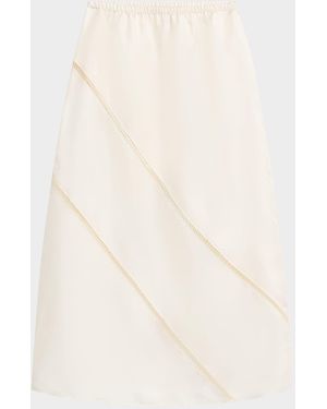 DIOTIMA Tobago Lattice-Inset Silk Midi Skirt - Natural
