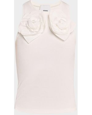 AKNVAS Camille 3D Flower Tank Top - Natural