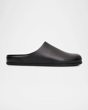 Vince Leo Grained Leather Clogs - Black
