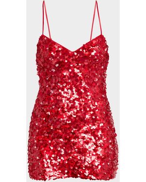 LoveShackFancy Raphaella Sequined Mini Dress - Red