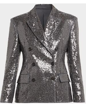 Brunello Cucinelli Sequin Embellished Suit-Type Jacket - Gray
