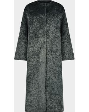 Lyla Grant Fur-Free Textured Faux Shearling Coat - Gray