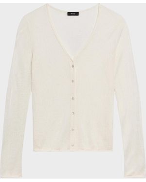 Theory Jersey Edge Sheer Cardigan - White