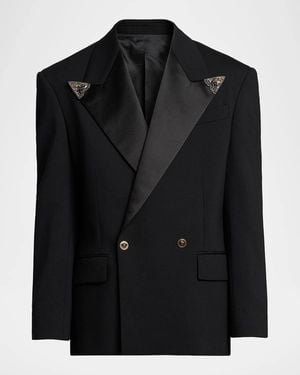 Versace Apos;S Embellished Stretch Wool Evening Jacket - Black