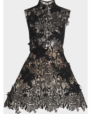 Bibhu Mohapatra Nomad Lace And Blush Tulle Mini Dress - Black