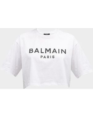 Balmain Logo-print Crop T-shirt - White