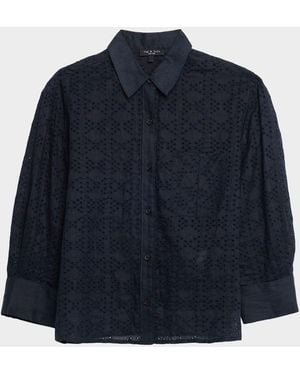 Rag & Bone Lucia Embroidered Button-Front Shirt - Blue