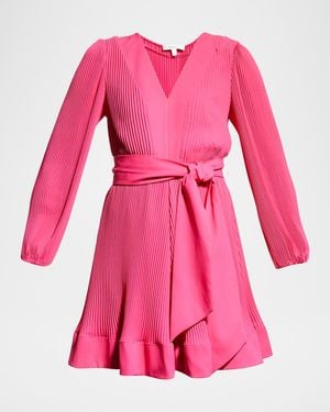MILLY Liv Pleated Fit-&-Flare Dress - Pink