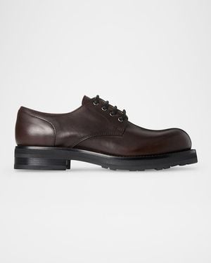 The Row Leather Derby Lug-Sole Shoes - Brown