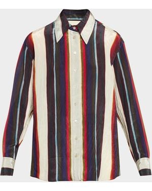 Christopher John Rogers Morris Striped Satin Button-Down Shirt - White