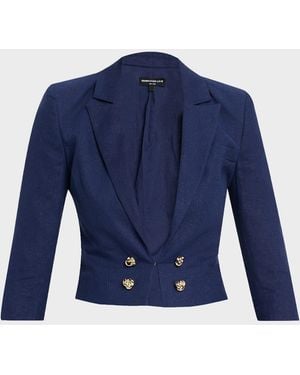 Generation Love Emmeline Cropped Linen Blazer - Blue