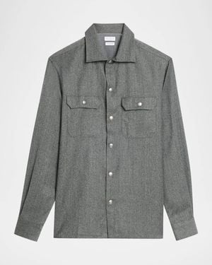Brunello Cucinelli Apos;S Wool Snap-Front Overshirt - Gray