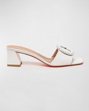 Santoni Corolle Leather Buckle Mules - Metallic