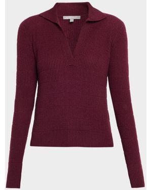 Neiman Marcus Cashmere Polo Sweater - Purple