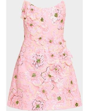 HELSI Ariana Strapless Floral Sequin Mini Dress - Pink