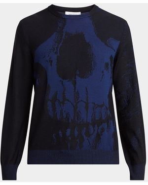 McQueen Exploded Skull Sweater - Blue