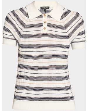 Rag & Bone Teresa Striped Silk-Blend Polo - Gray