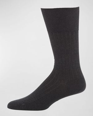 Marcoliani Rib-Knit Cotton Socks - Black