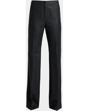 Santorelli Beth Checked Virgin Wool Flared Pants - Black