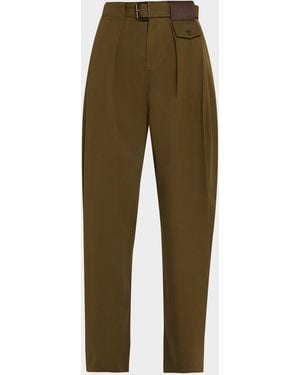 Loewe Cotton And Silk Straight-Leg Pants - Green