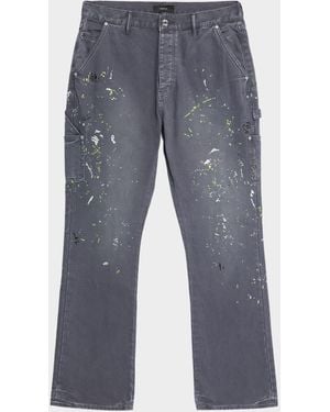 Purple Embellished Paint Carpenter Jeans - Blue