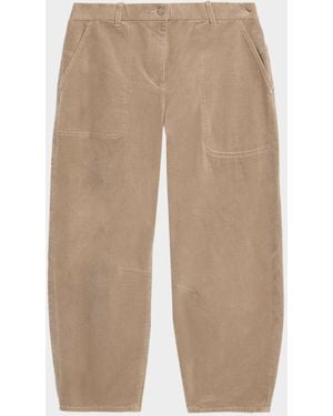 Eileen Fisher Cropped Barrel-Leg Corduroy Pants - Natural