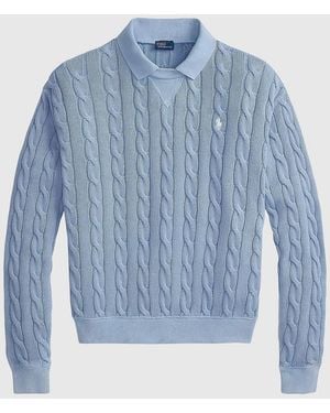 Polo Ralph Lauren Cable-Knit Cotton Sweater - Blue