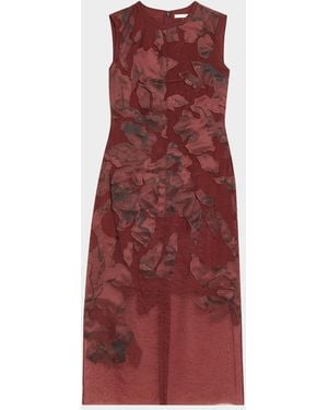 Jason Wu Printed Applique Sleeveless Midi Dress - Red