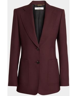 Chloé Wool Gabardine Single-Breasted Blazer Jacket - Purple