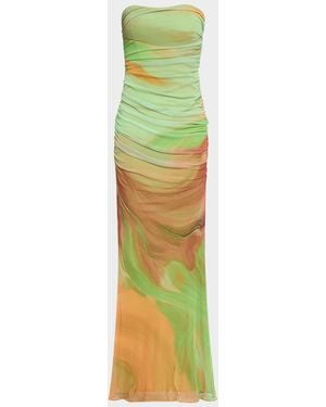 retroféte Isadore Strapless Ruched Dress - Green