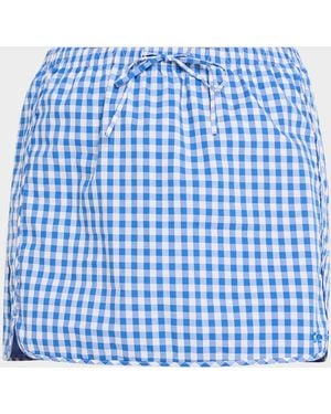 Jonathan Simkhai Catherine Gingham Drawstring Mini Skirt - Blue