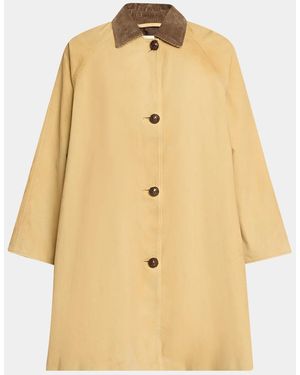 The Row Ina Corduroy Collar Single-Breasted Car Coat - Natural
