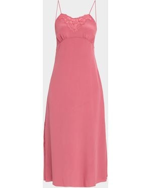Chloé Lace-Trim Empire Silk Midi Slip Dress - Pink