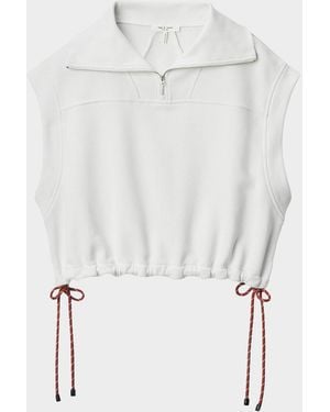 Rag & Bone Vintage Terry Half-Zip Sleeveless Sweatshirt - White