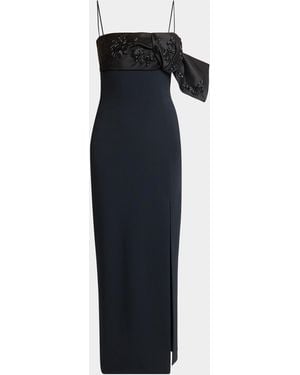 Givenchy Sleeveless Embellished Bow Sliced Maxi Dress - Blue