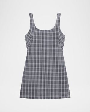 Theory Plaid Scoop-Neck Mini Dress - Gray