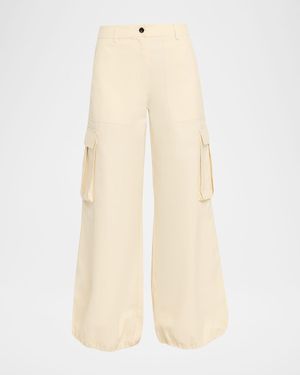 Toccin James Wide-Leg Cargo Pants - Natural